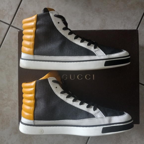 Gucci Supreme Monogram Limited Edition High Top Sneakers SZ 9G Code 3921… - Picture 13 of 16